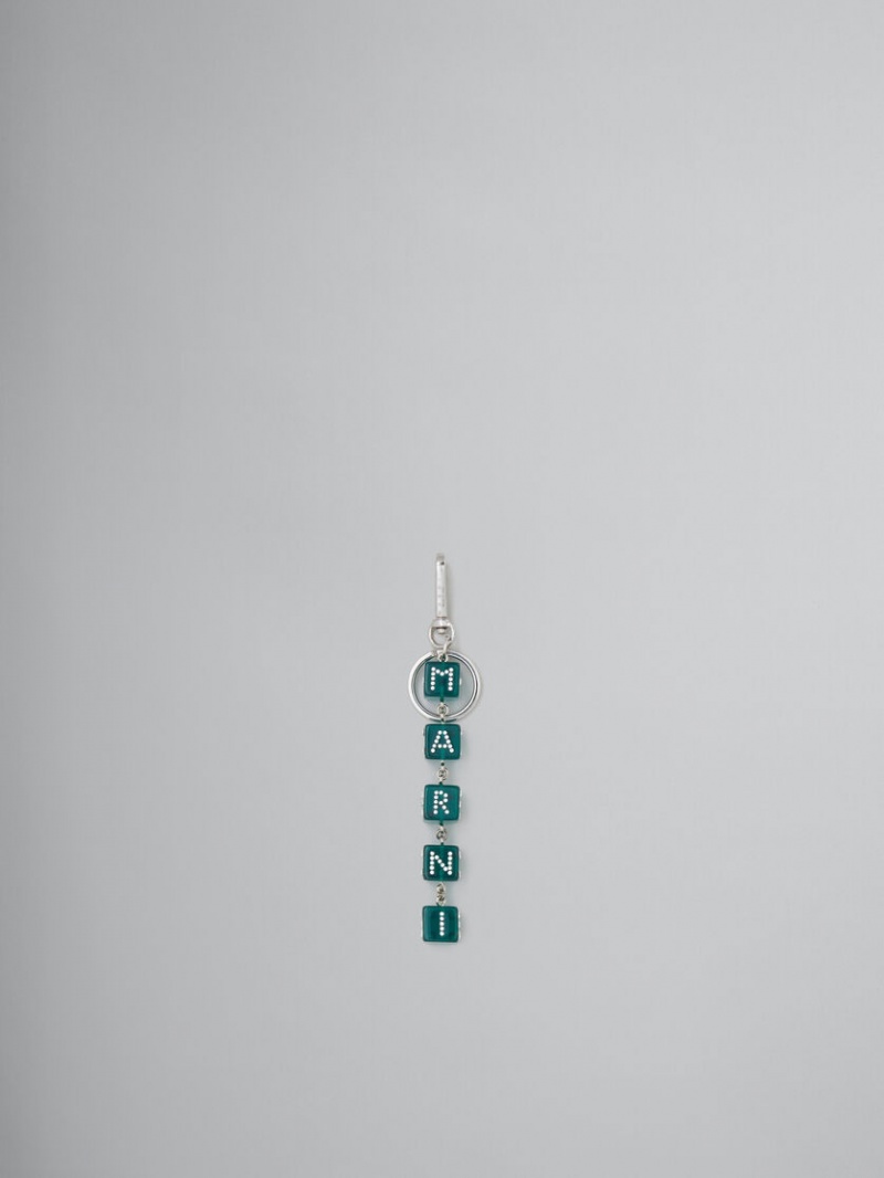 Marni Keyring With Rhinestone Dice Charms Verdes | MXJKU18147