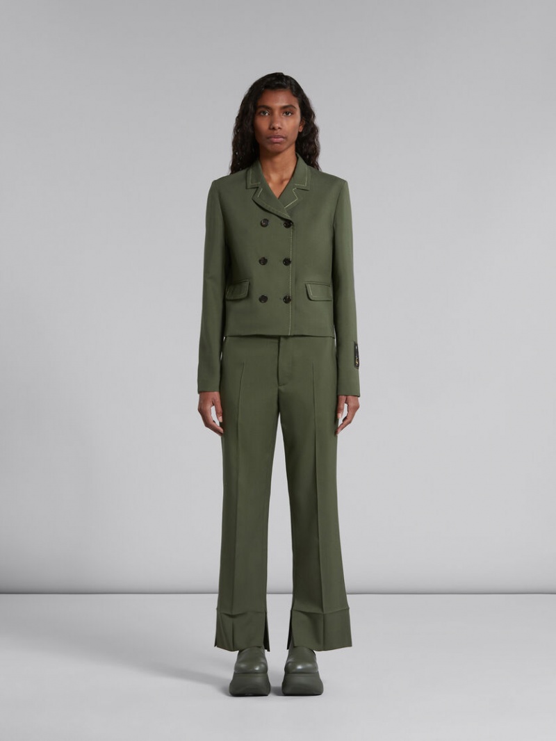 Marni Lana Trousers With Pressed Pleats Verdes | MXJBT77164