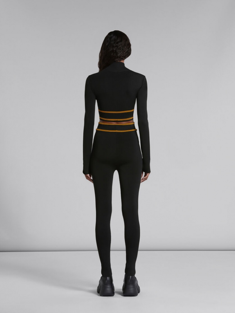 Marni Leggings With Logo Cintura Negros | EMXHC84396