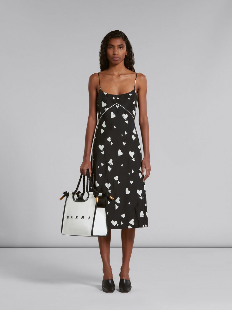 Marni Lona Marcel Tote Bag Blancos Negros | UMXND37076