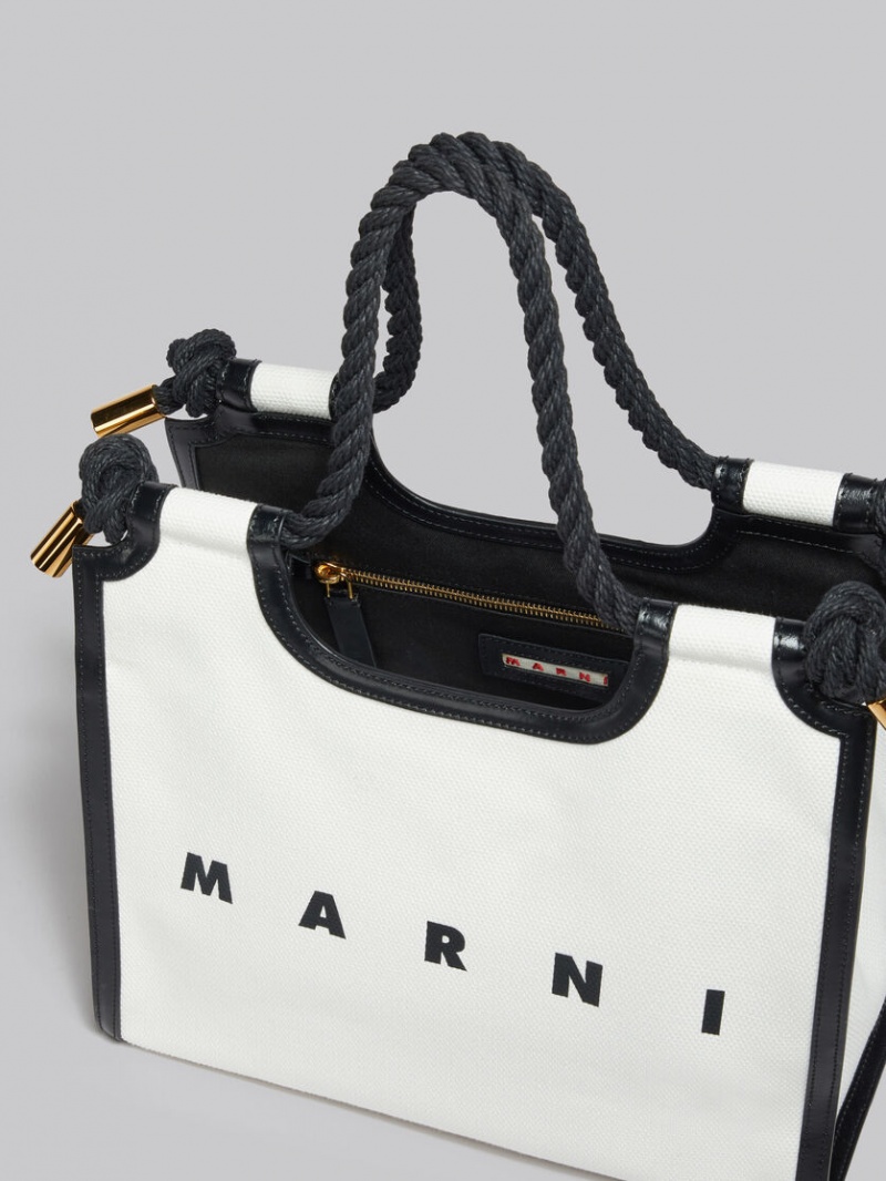 Marni Lona Marcel Tote Bag Blancos Negros | UMXND37076