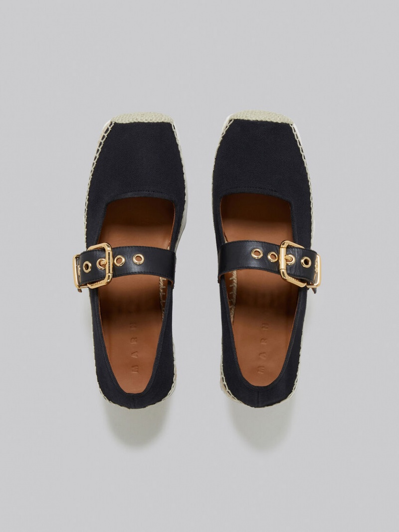 Marni Lona Petal Espadrillas Negros | XMXGW77971