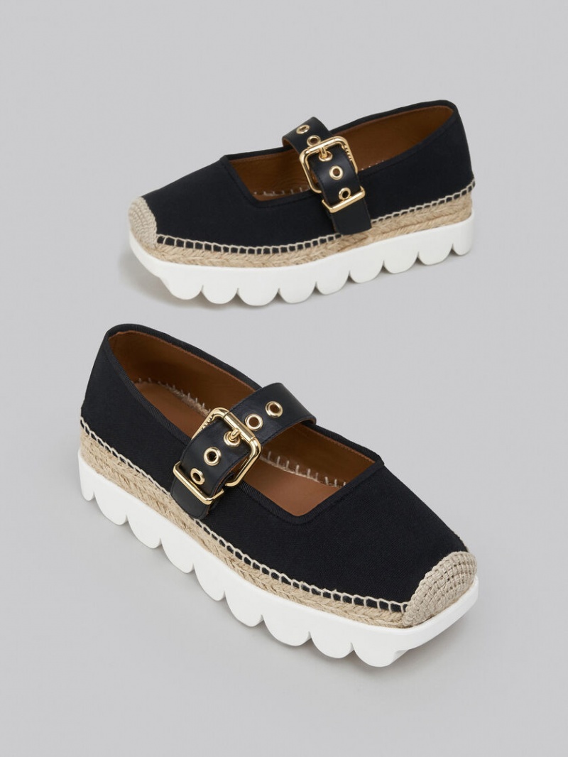 Marni Lona Petal Espadrillas Negros | XMXGW77971