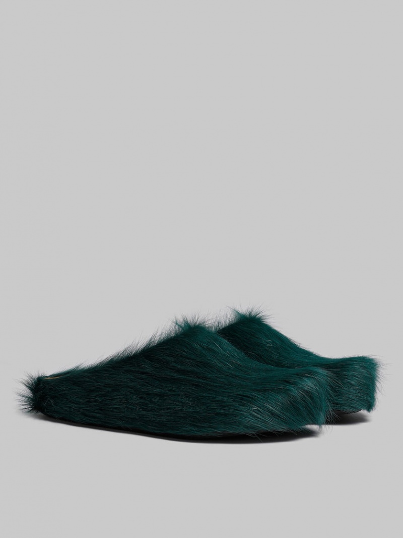 Marni Long Hair Calfskin Fussbett Sabot Verdes | XMXBH73491
