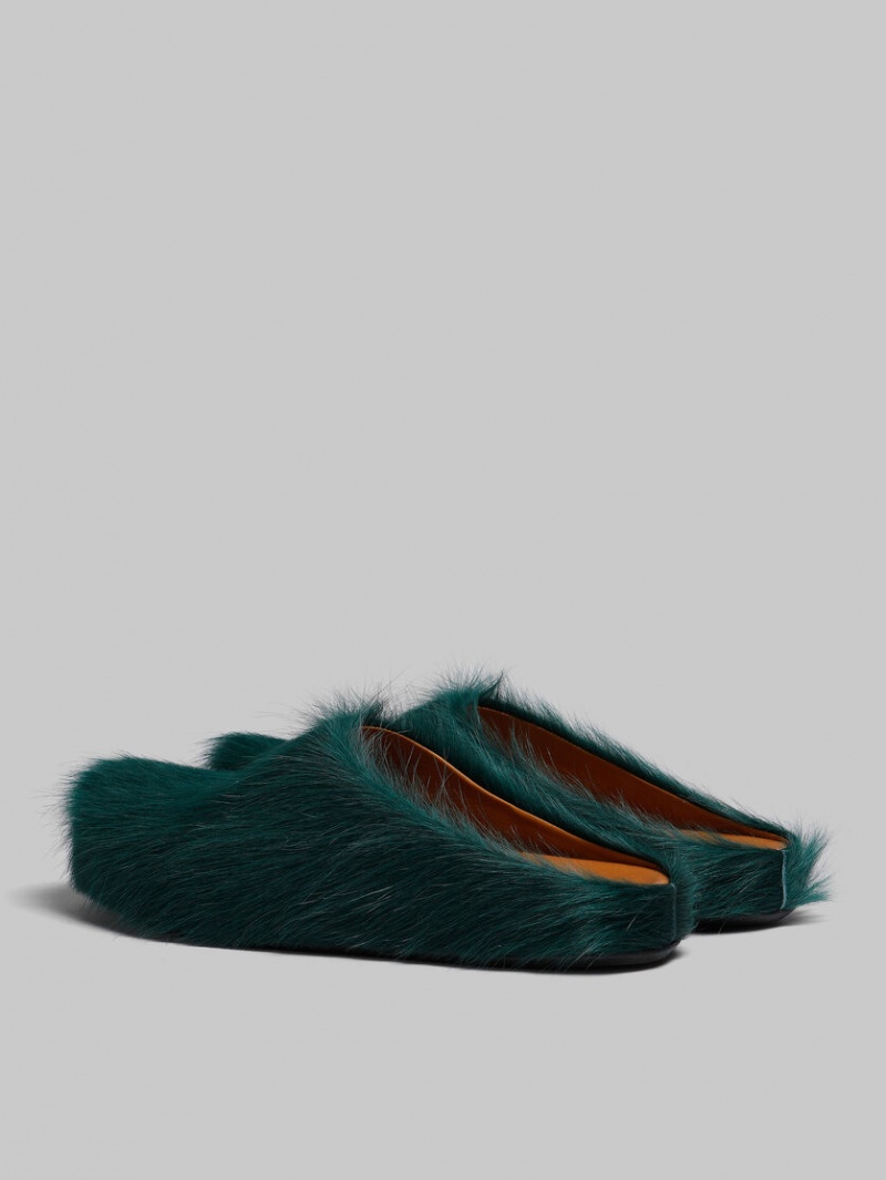Marni Long Hair Calfskin Fussbett Sabot Verdes | XMXBH73491