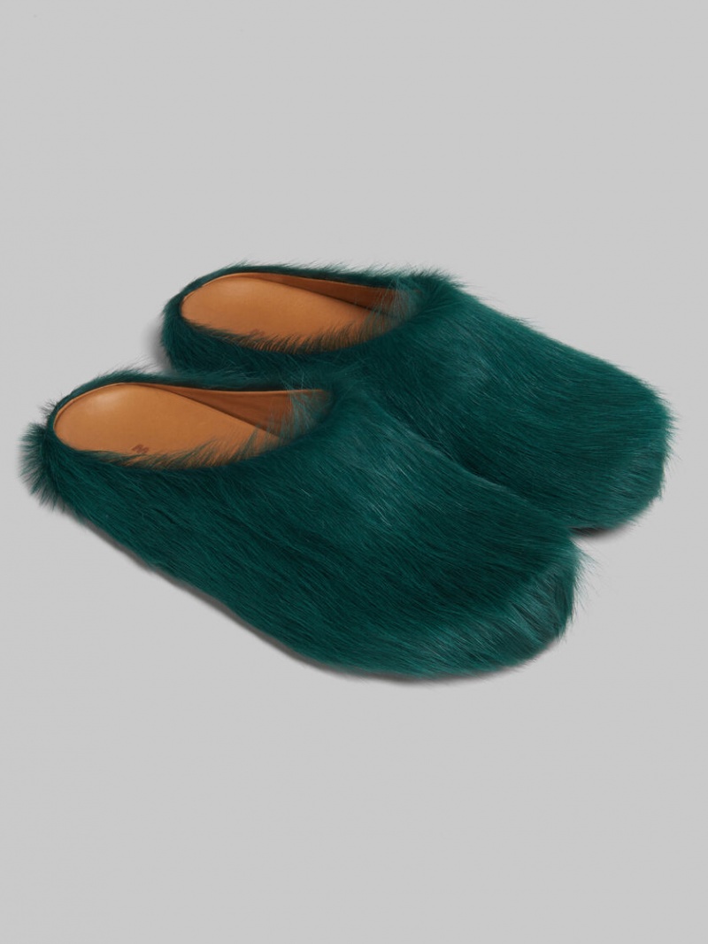Marni Long Hair Calfskin Fussbett Sabot Verdes | XMXBH73491