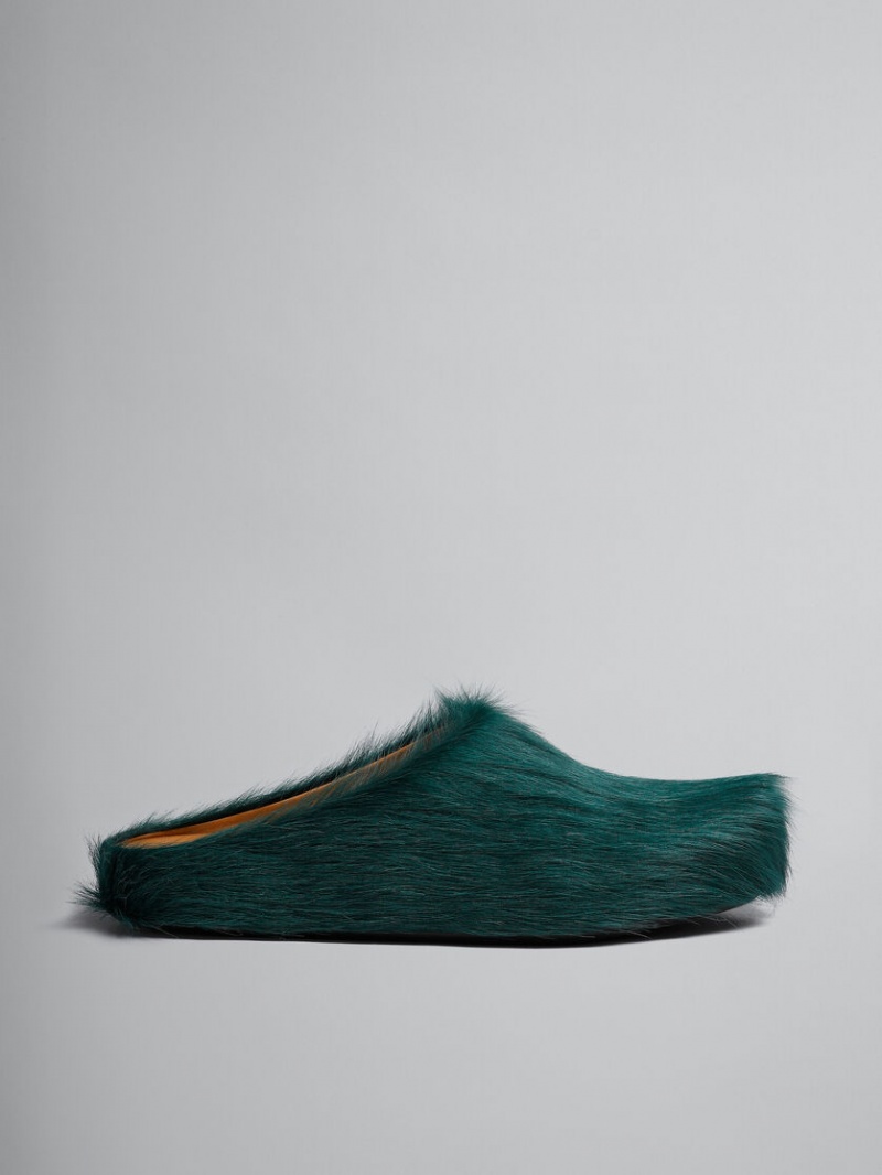 Marni Long Hair Calfskin Fussbett Sabot Verdes | XMXBH73491