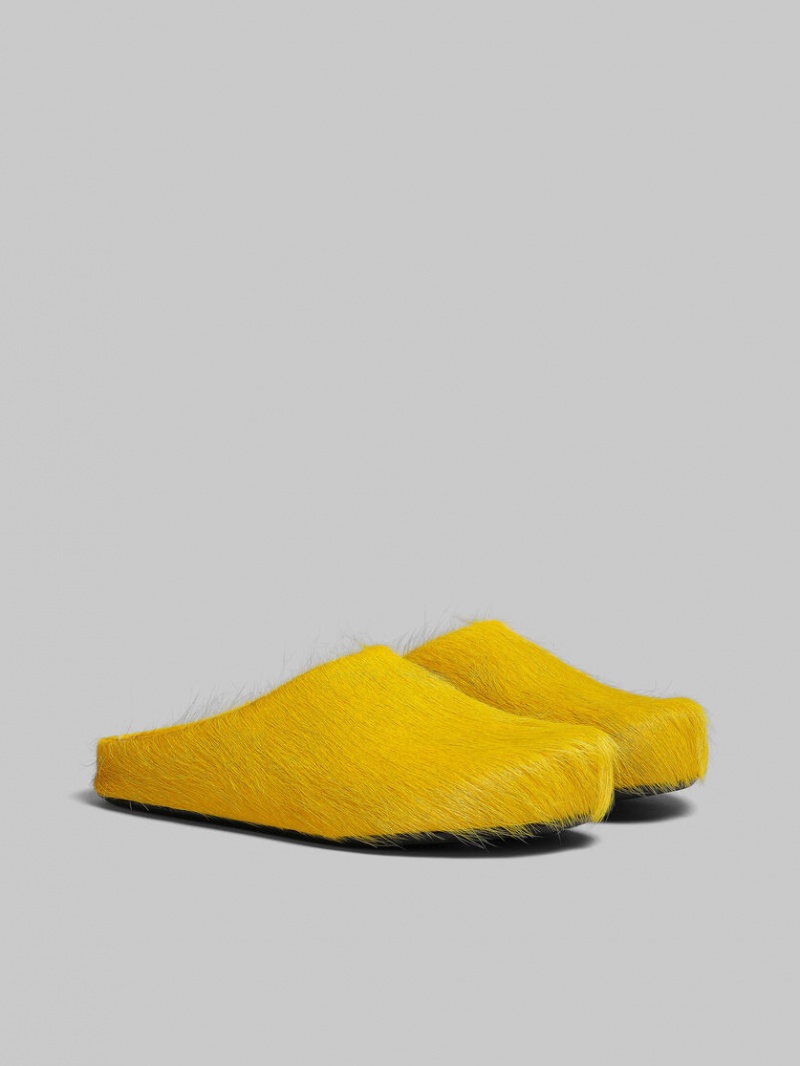 Marni Long Hair Calfskin Fussbett Sabot Amarillos | MXXMI29219