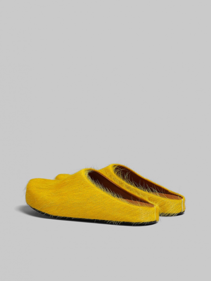 Marni Long Hair Calfskin Fussbett Sabot Amarillos | MXXMI29219