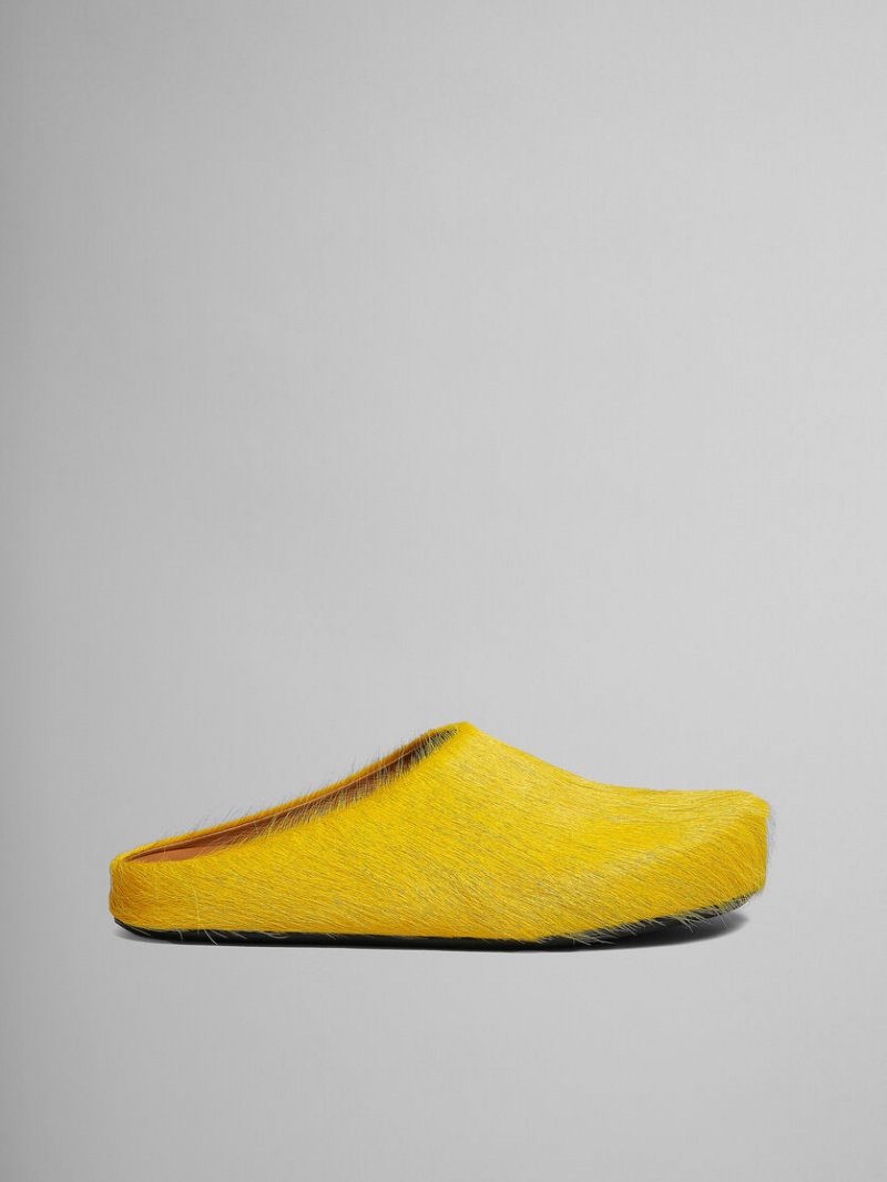 Marni Long Hair Calfskin Fussbett Sabot Amarillos | MXXMI29219