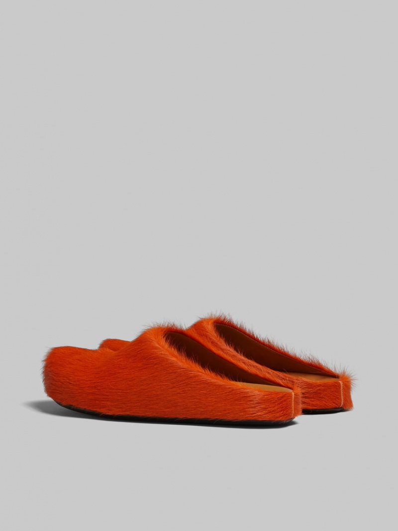 Marni Long Hair Calfskin Fussbett Sabot Naranjas | EMXHC76836