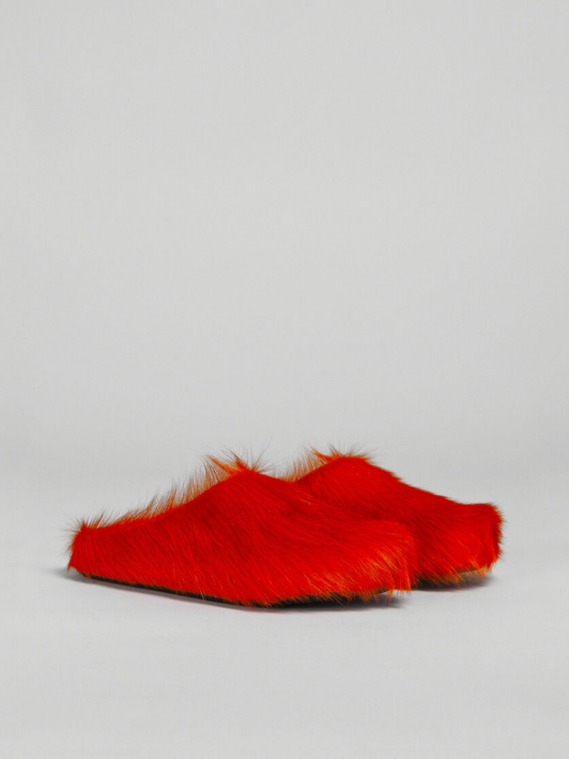 Marni Long Hair Calfskin Fussbett Sabot Naranjas | MXXMI68736