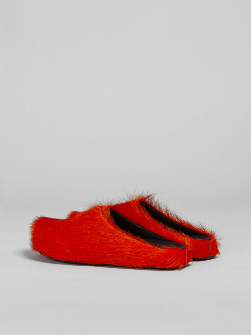 Marni Long Hair Calfskin Fussbett Sabot Naranjas | MXXMI68736