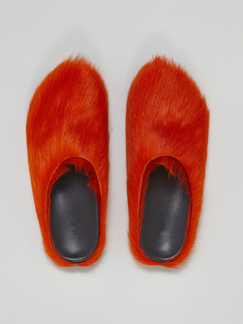 Marni Long Hair Calfskin Fussbett Sabot Naranjas | MXXMI68736