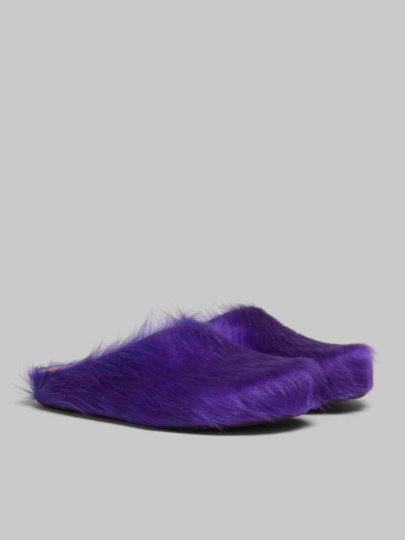 Marni Long Hair Calfskin Fussbett Sabot Morados | MXZDE90545