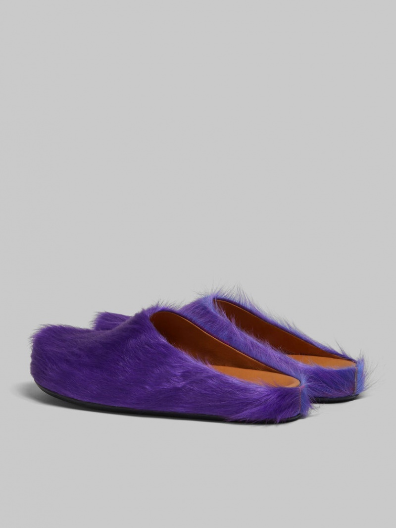 Marni Long Hair Calfskin Fussbett Sabot Morados | MXZDE90545