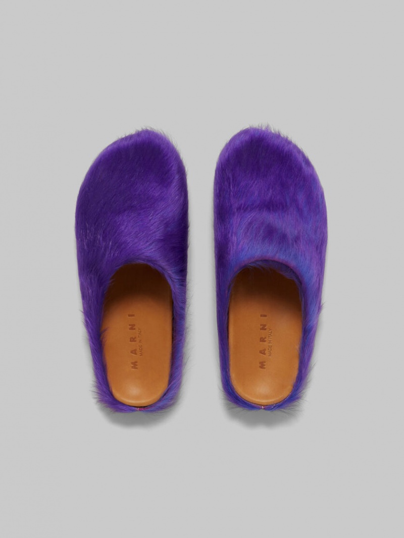 Marni Long Hair Calfskin Fussbett Sabot Morados | MXZDE90545