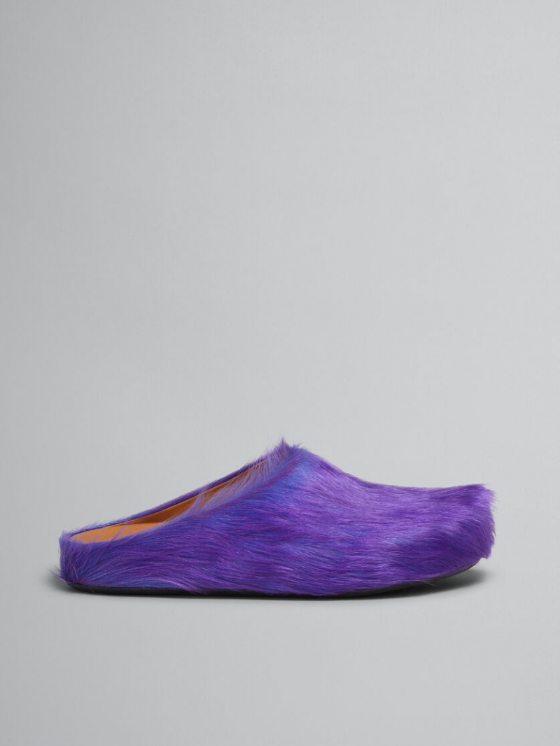 Marni Long Hair Calfskin Fussbett Sabot Morados | MXZDE90545
