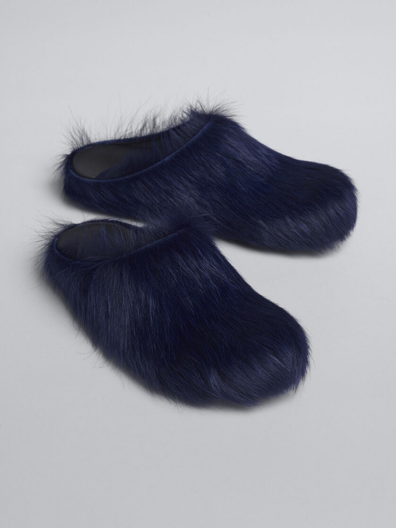 Marni Long-hair Calfskin Fussbett Sabot Azules | LMXTR50380