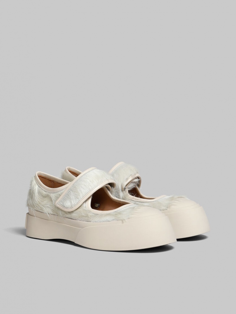 Marni Long-hair Calfskin Mary Jane Sneaker Blancos | MXDYB24009