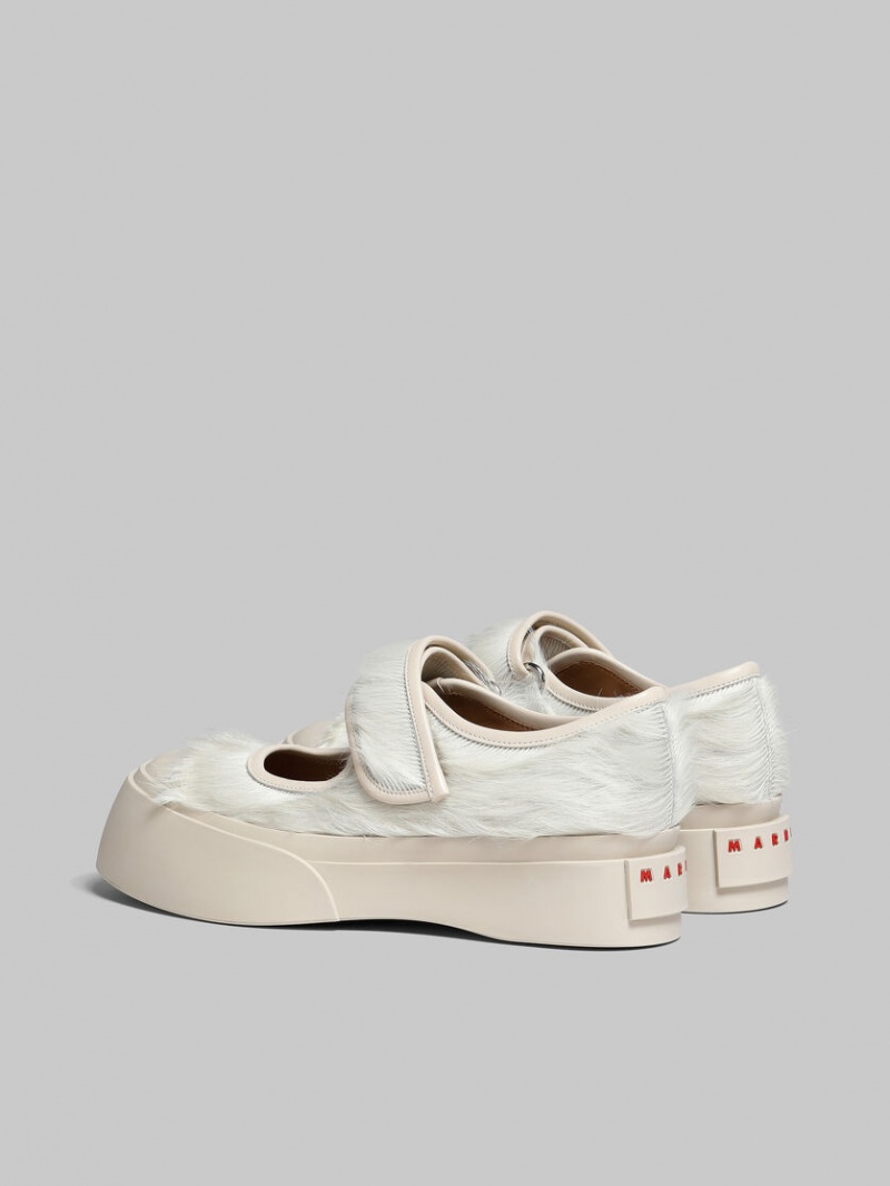 Marni Long-hair Calfskin Mary Jane Sneaker Blancos | MXDYB24009