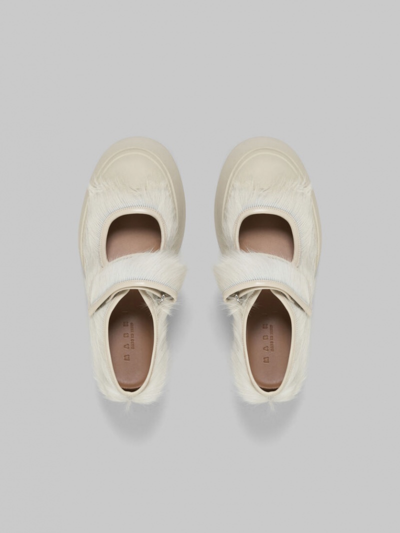 Marni Long-hair Calfskin Mary Jane Sneaker Blancos | MXDYB24009