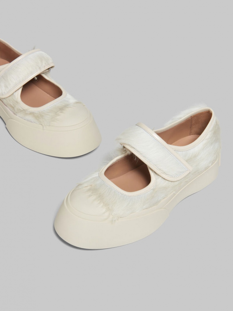 Marni Long-hair Calfskin Mary Jane Sneaker Blancos | MXDYB24009
