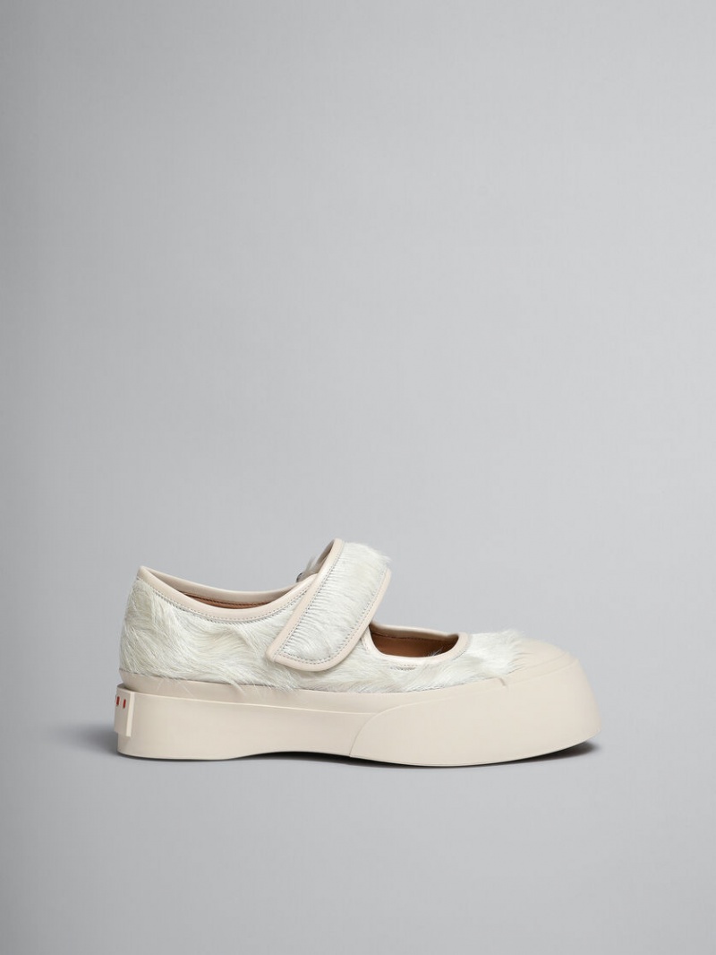 Marni Long-hair Calfskin Mary Jane Sneaker Blancos | MXDYB24009
