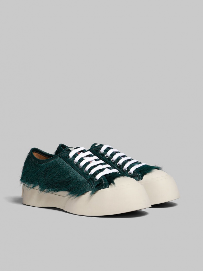 Marni Long-hair Calfskin Pablo Encaje-up Sneaker Verdes | DMXKV52406