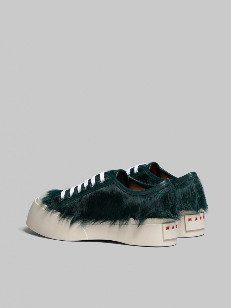 Marni Long-hair Calfskin Pablo Encaje-up Sneaker Verdes | DMXKV52406