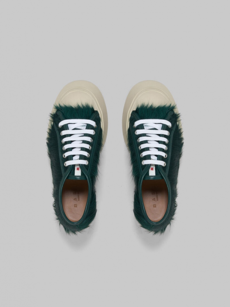 Marni Long-hair Calfskin Pablo Encaje-up Sneaker Verdes | DMXKV52406