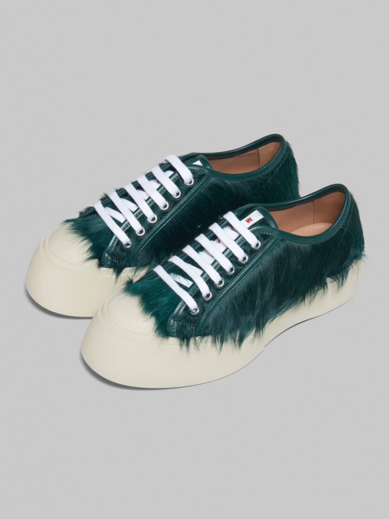 Marni Long-hair Calfskin Pablo Encaje-up Sneaker Verdes | DMXKV52406