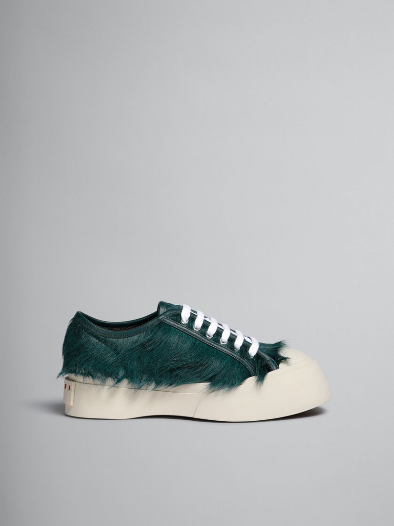 Marni Long-hair Calfskin Pablo Encaje-up Sneaker Verdes | DMXKV52406