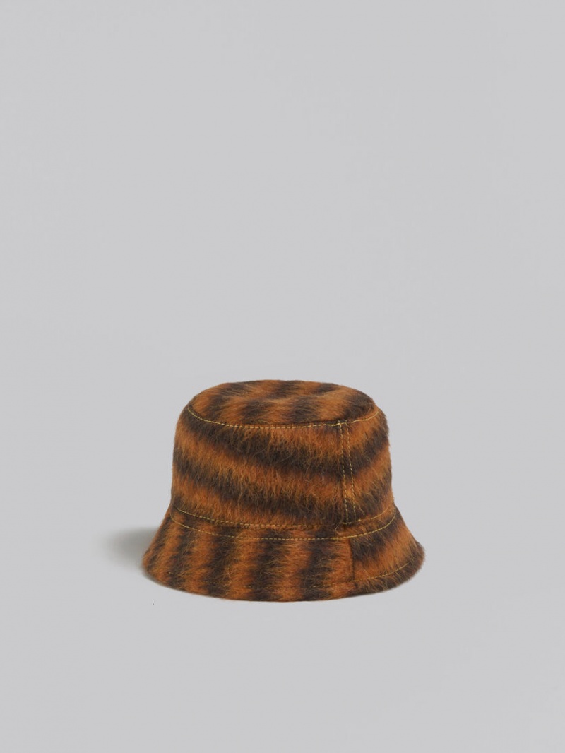 Marni Mohair And Alpaca Bucket Hat With Marni Patch Naranjas | MXICD99934