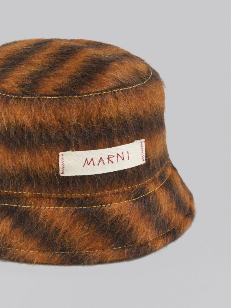 Marni Mohair And Alpaca Bucket Hat With Marni Patch Naranjas | MXICD99934