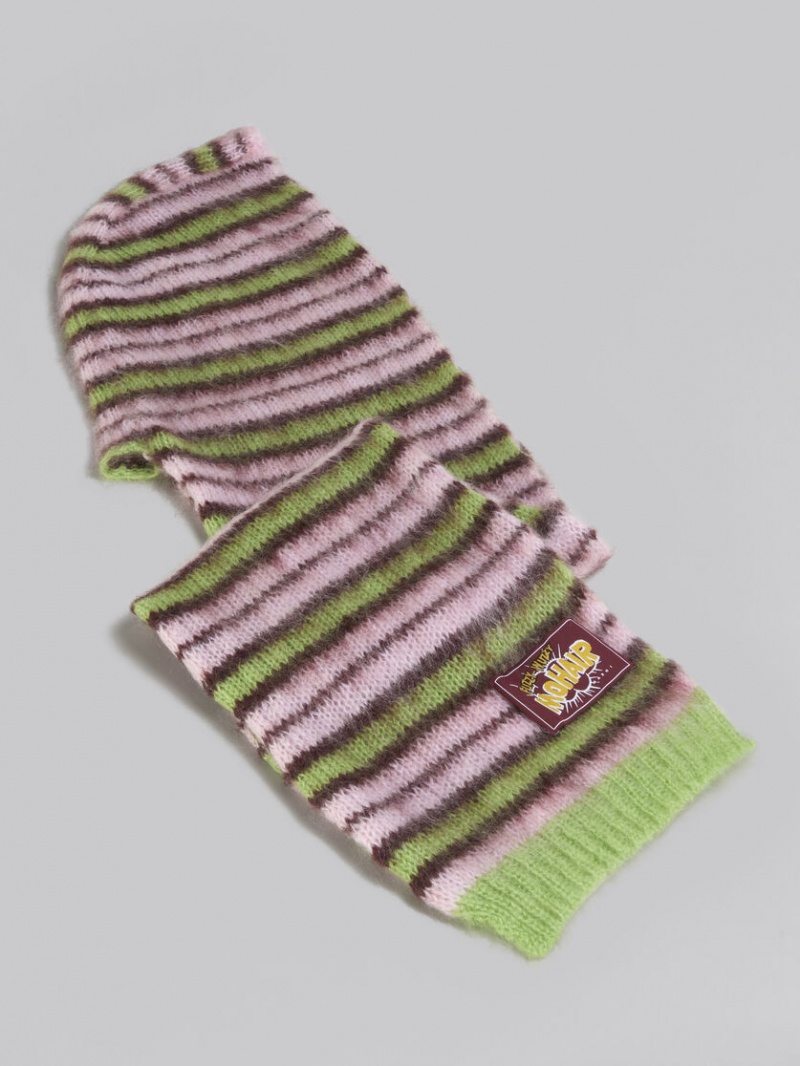 Marni Mohair And Lana Hat-scarf Rosas Verdes | MXQAV15647