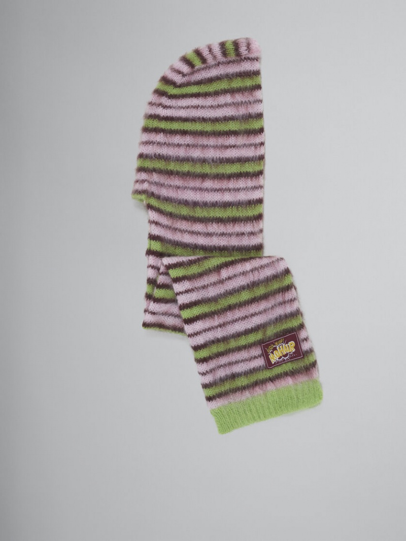 Marni Mohair And Lana Hat-scarf Rosas Verdes | MXQAV15647