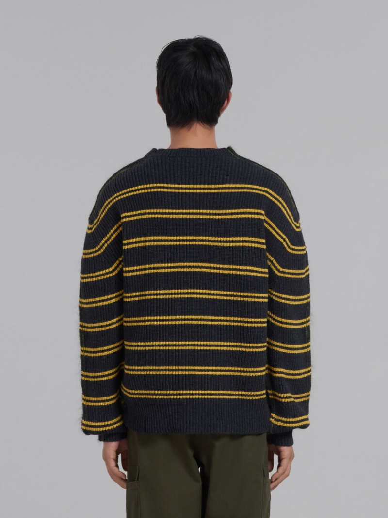 Marni Mohair And Lana Sueter With Multicolour Stripes Marrom Verdes | MMXFT75967