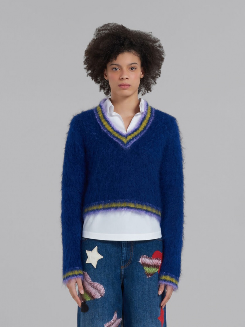 Marni Mohair Jumper With A Rayas Trims Azules | MXEGJ53903