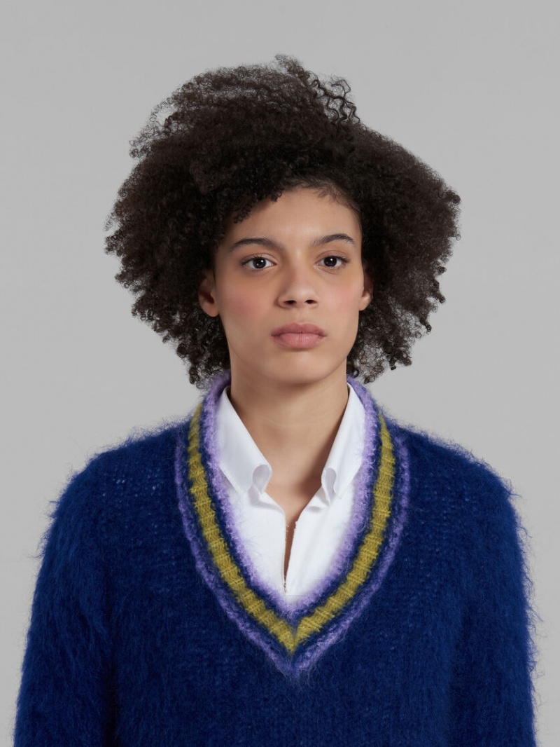 Marni Mohair Jumper With A Rayas Trims Azules | MXEGJ53903