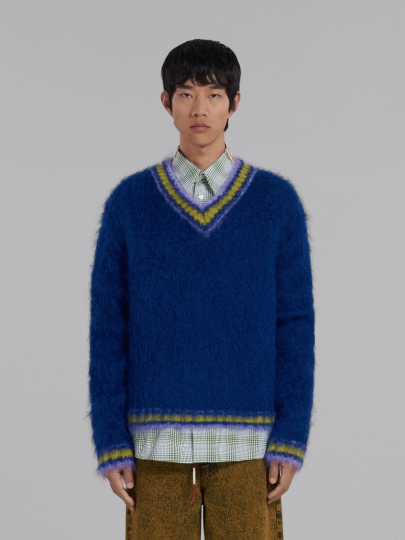Marni Mohair Jumper With A Rayas Trims Azules | ZMXMJ85233