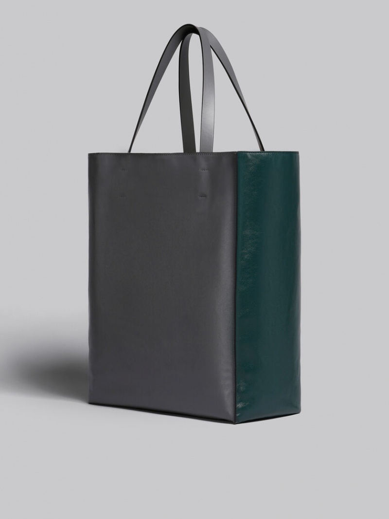 Marni Mueo Soft Large Bag Cuero Verdes Oscuro Grises Oscuro | YMXGT68656