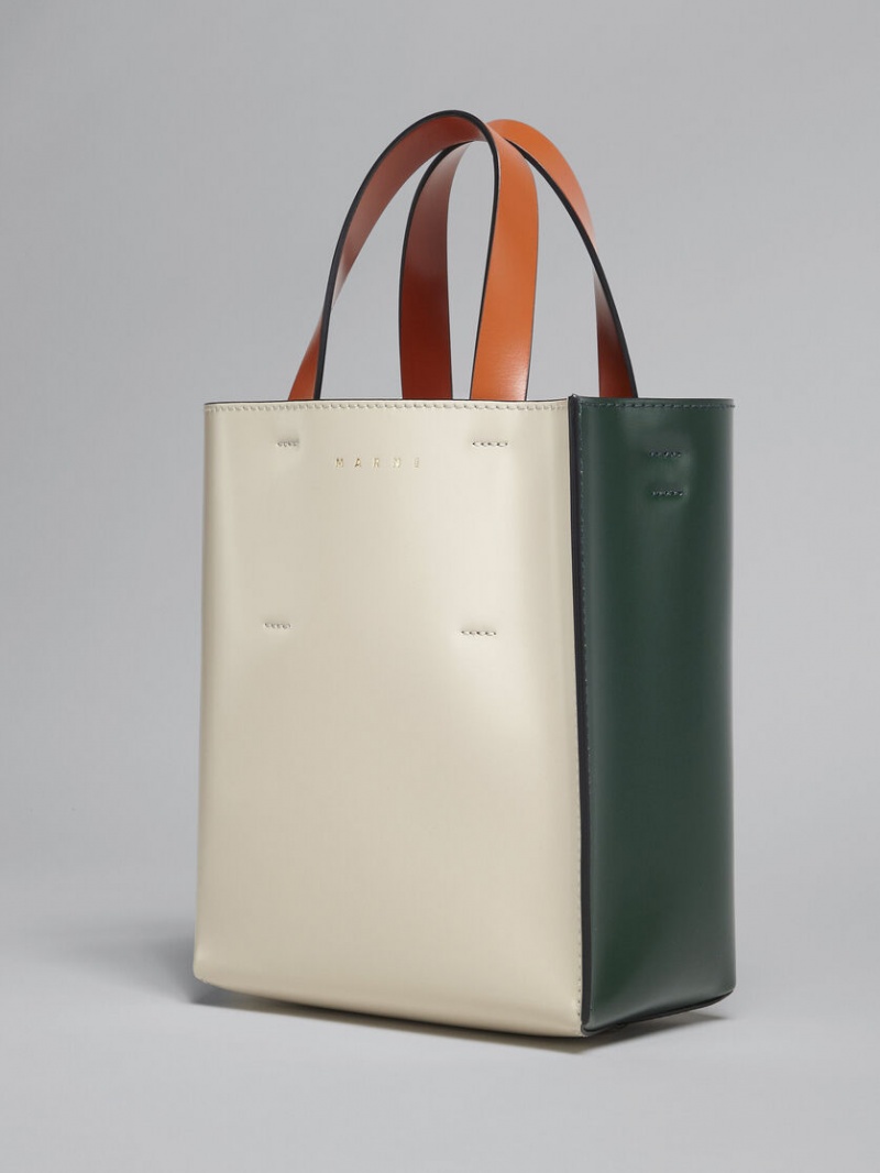 Marni Museo Bag Calfskin With Shoulder Correa Blancos Verdes | QMXUV30557