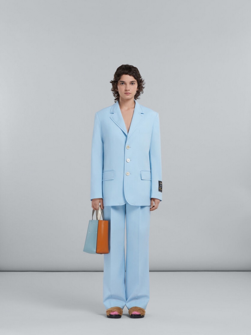 Marni Museo Mini Bag Cuero Azules Claro Naranjas Blancos | MMXFT43492