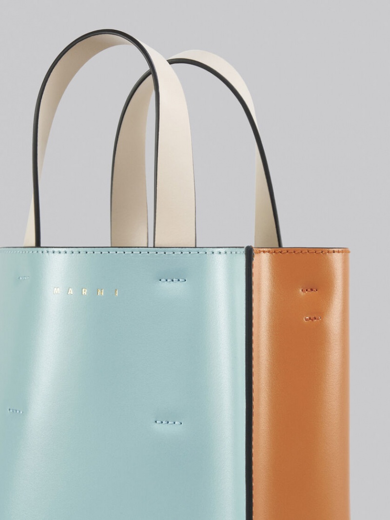 Marni Museo Mini Bag Cuero Azules Claro Naranjas Blancos | MMXFT43492