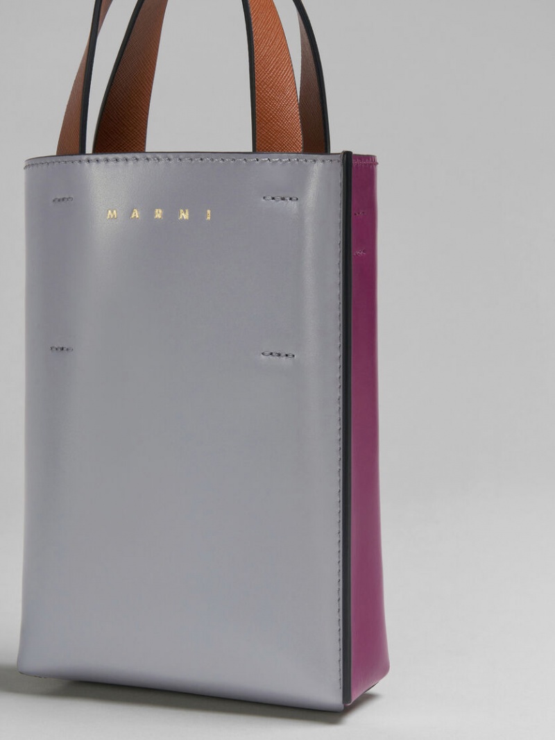 Marni Museo Nano Bag Cuero Grises Morados | YMXGT89414
