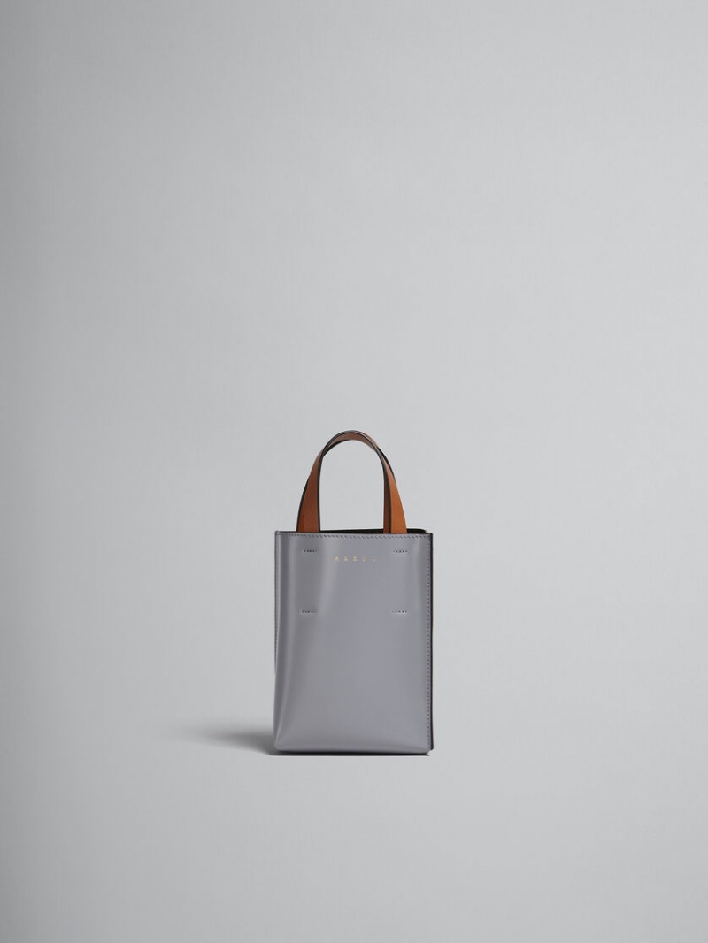 Marni Museo Nano Bag Cuero Grises Morados | YMXGT89414