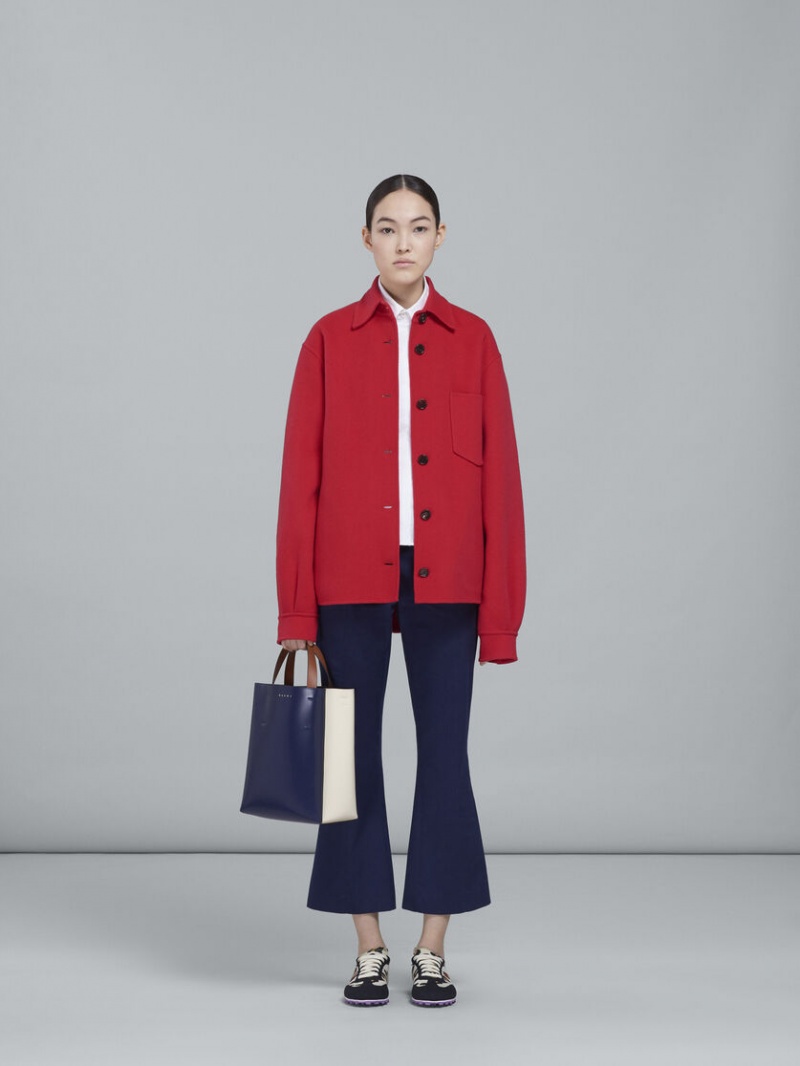 Marni Museo Small Bag Cuero Azules Blancos | GMXEC82845
