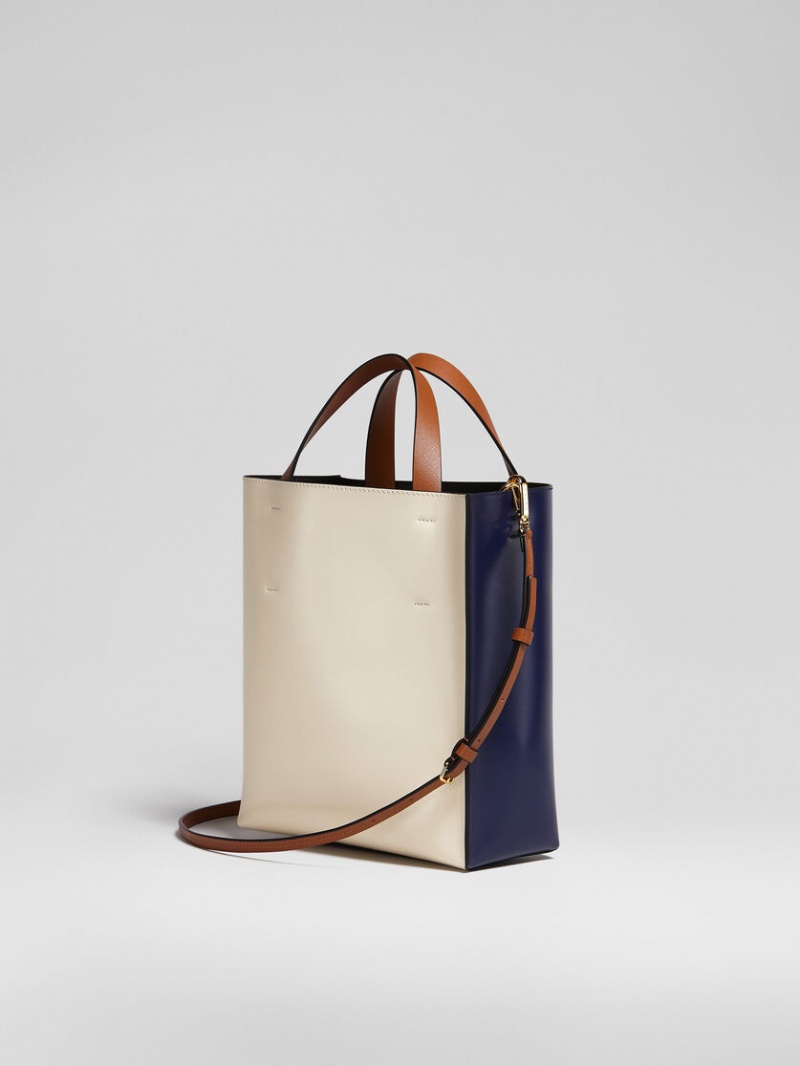 Marni Museo Small Bag Cuero Azules Blancos | GMXEC82845