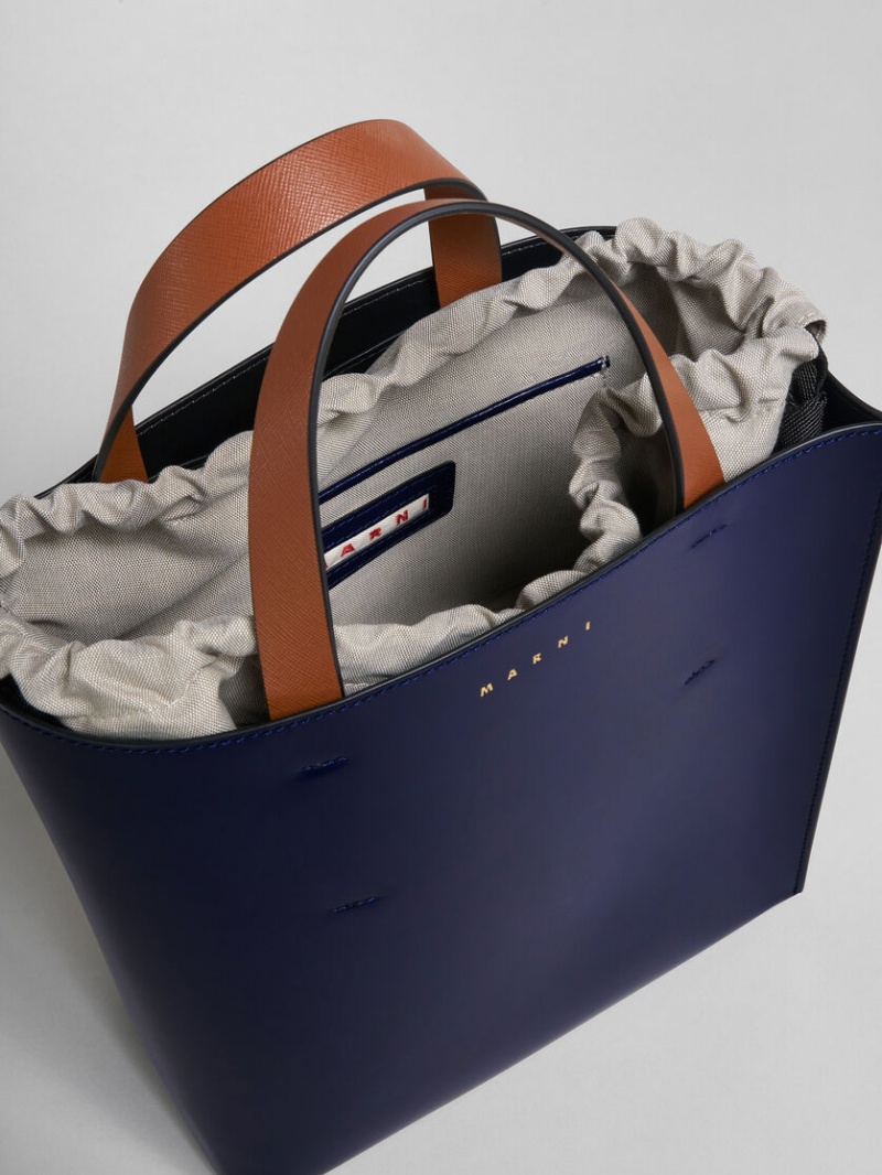 Marni Museo Small Bag Cuero Azules Blancos | GMXEC82845